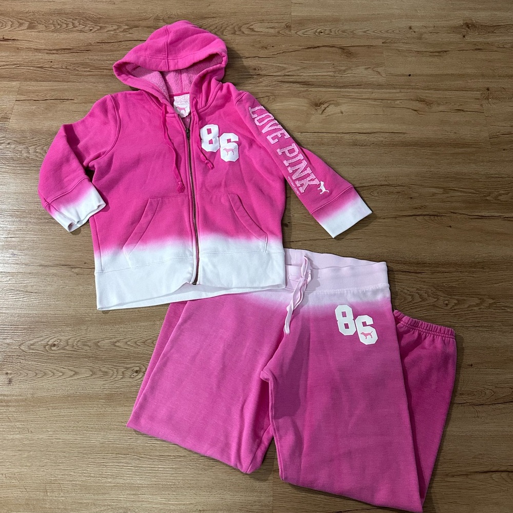 Victorias Secret y2k vintage PINK Tracksuit Set Pink White Ombre women's Small/M